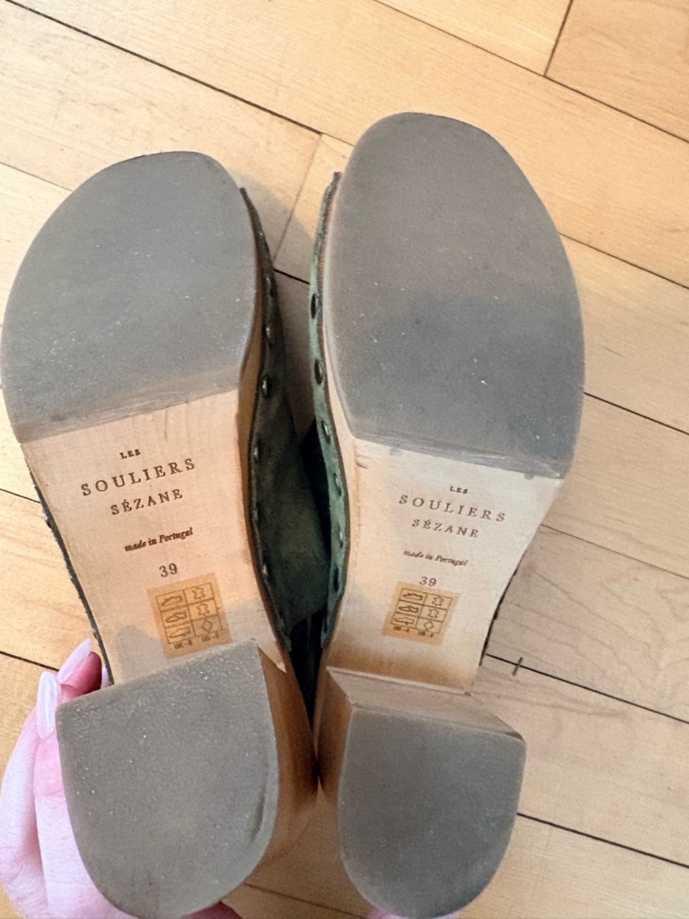 Sezane Olive Green Suede Dakota Clogs - Picture 5 of 5